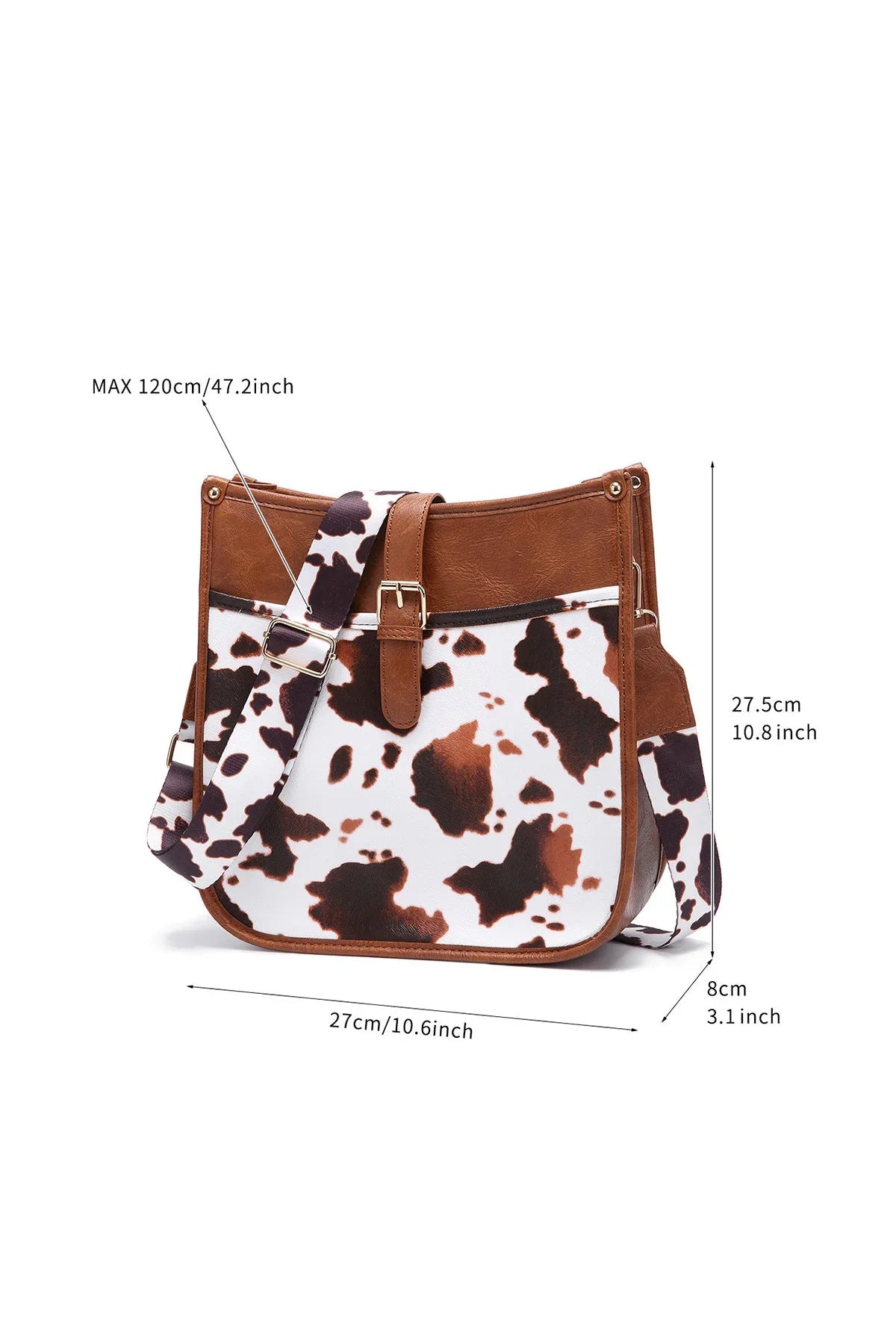 Western Cowboy Style Brown Cow Print Crossbody Bag-ROVOLE