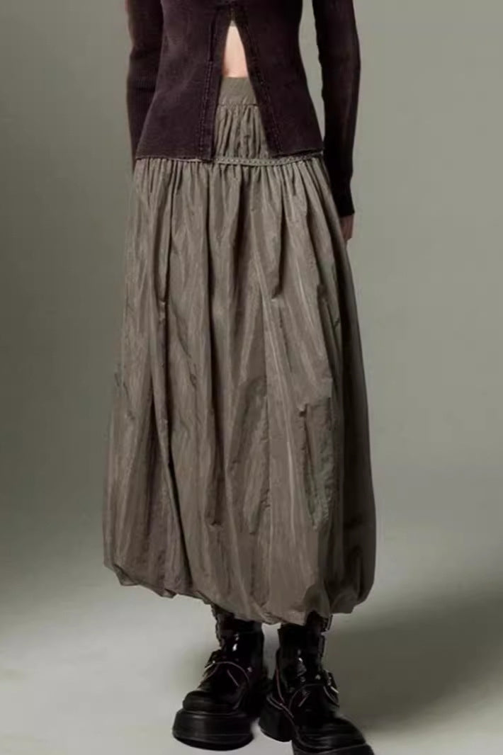 Vintage Ruffled Flowing Maxi Skirt-ROVOLE