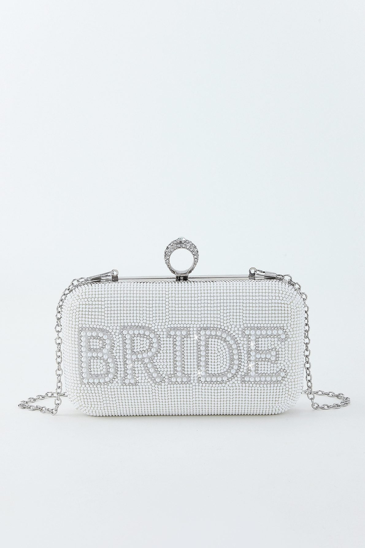 Bride To Be Sequin Clutch - White/Silver-ROVOLE