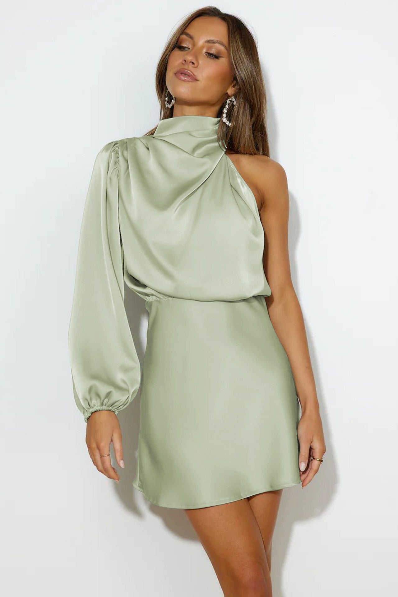 Lissy Mini Dress - Light Green-ROVOLE