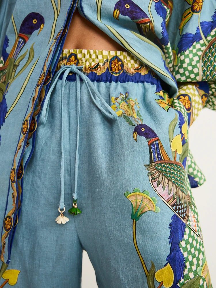 Félice Balloon Sleeve Floral Pants Set-ROVOLE