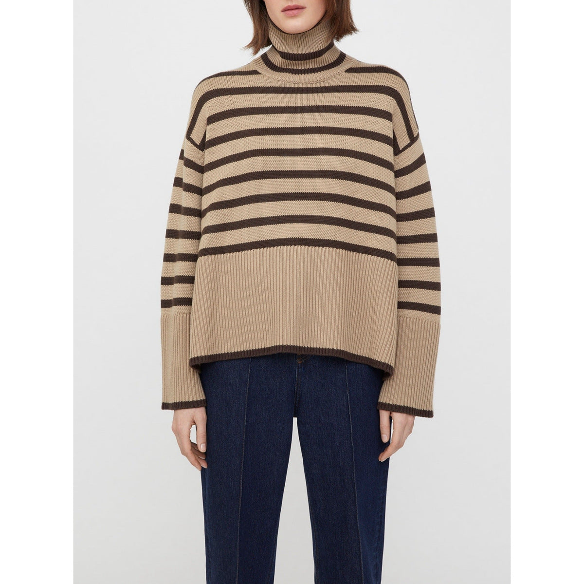 Turtleneck Striped Sweater-ROVOLE