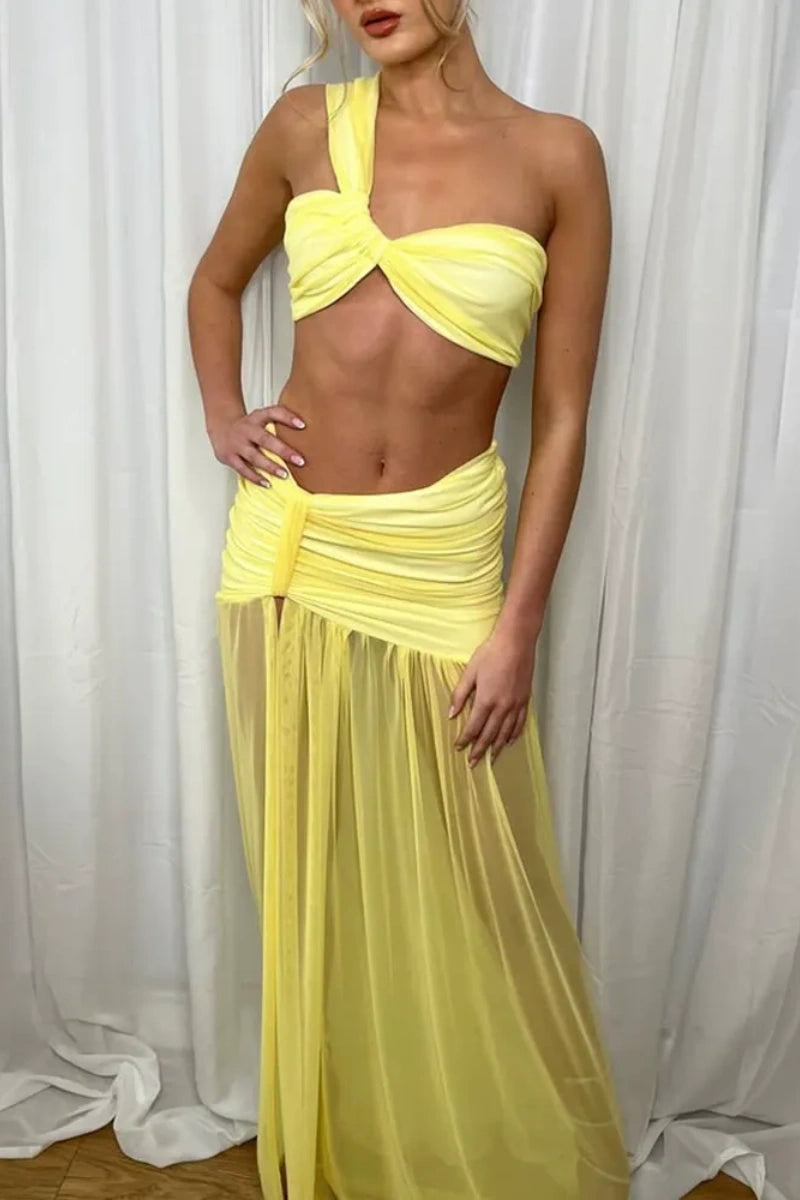 Sexy Bikini Top Mesh Hip Skirt-ROVOLE