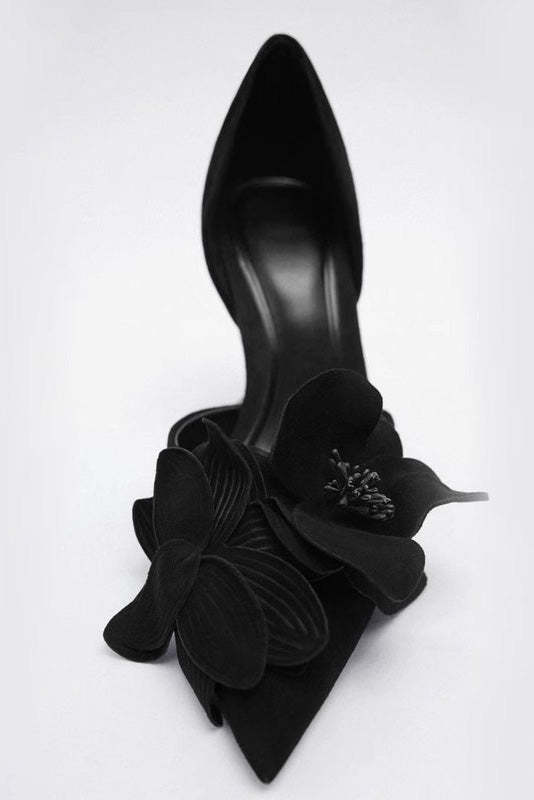 Flower Embellished Pointed High Heels-ROVOLE
