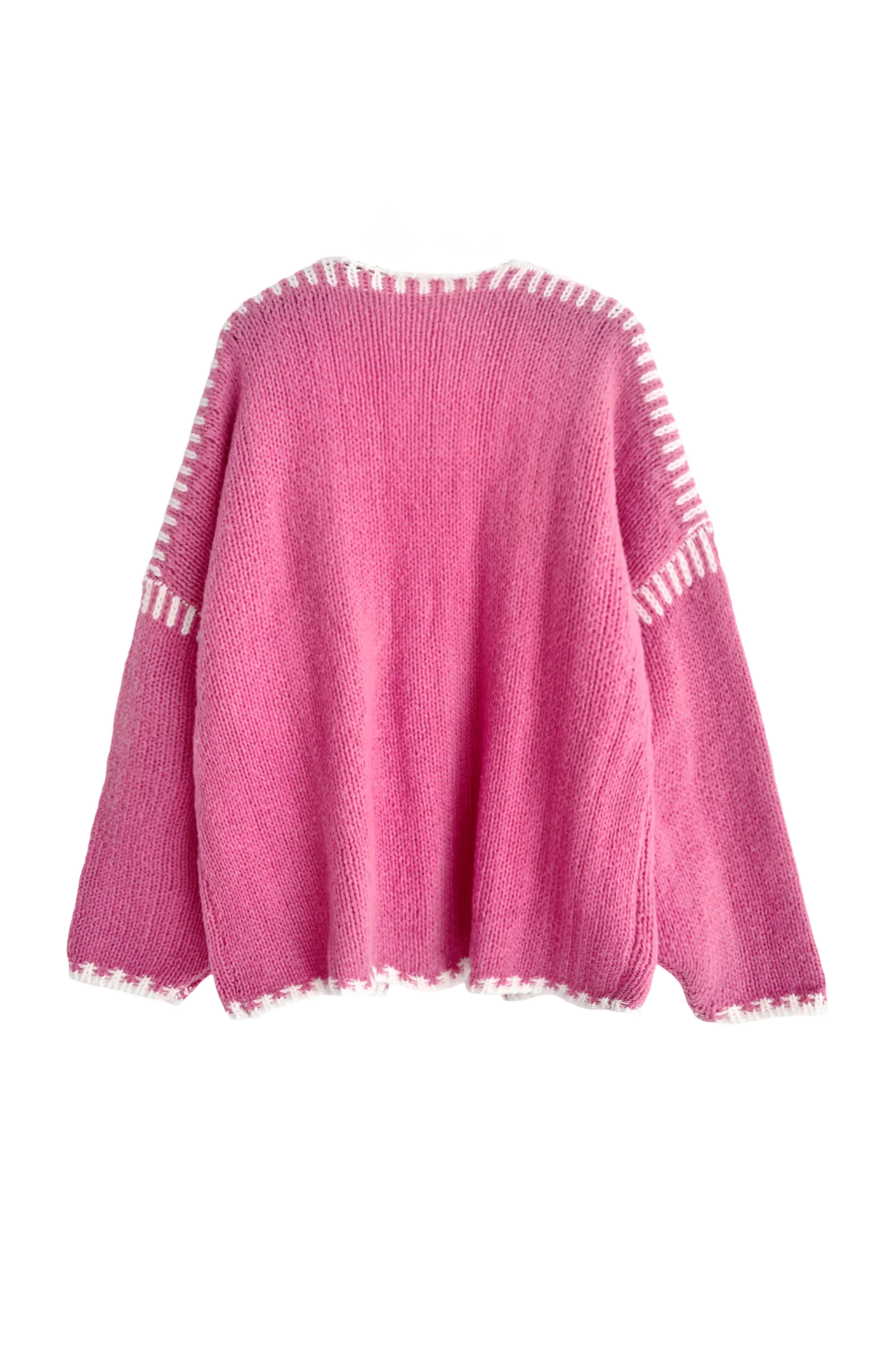 Contrast Loose Long Sleeve Cardigan-ROVOLE