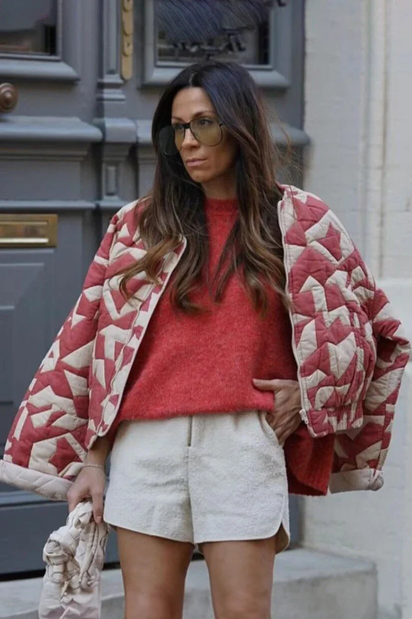 Pacino Patchwork Cropped Bomber Jacket-ROVOLE