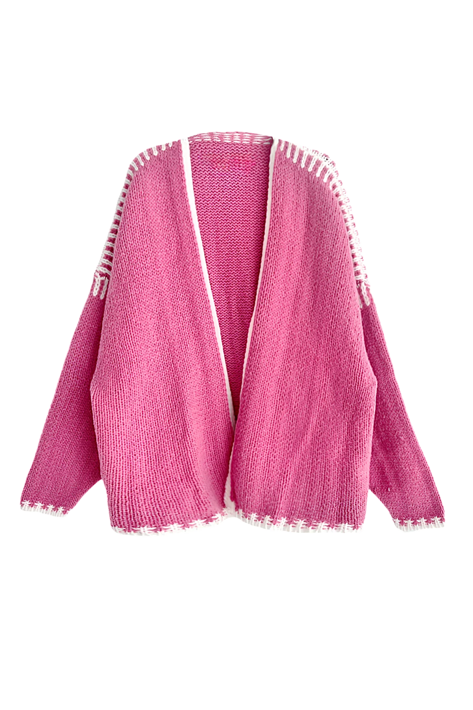 Contrast Loose Long Sleeve Cardigan-ROVOLE