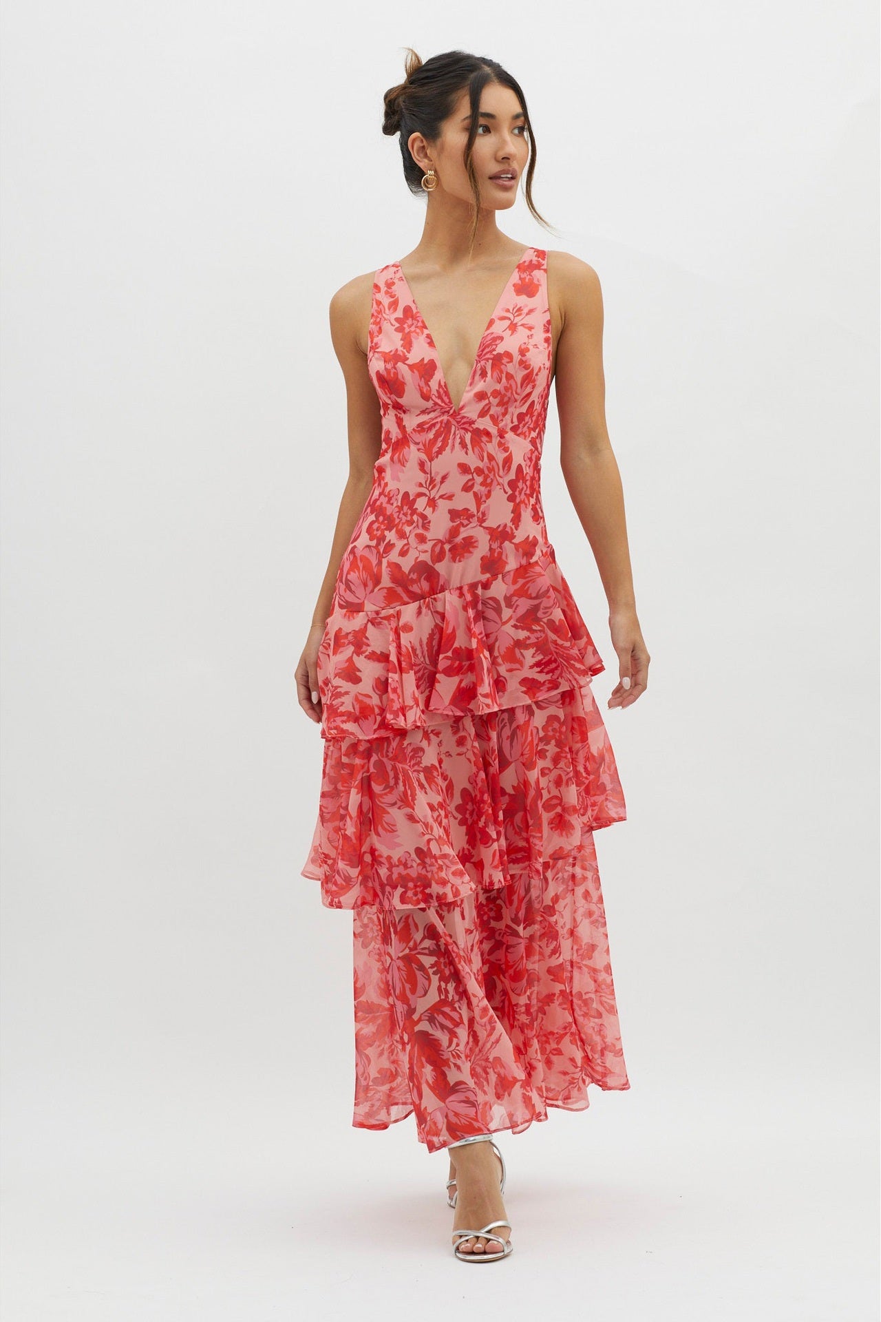Strappy Back Ruffle Maxi Dress-ROVOLE