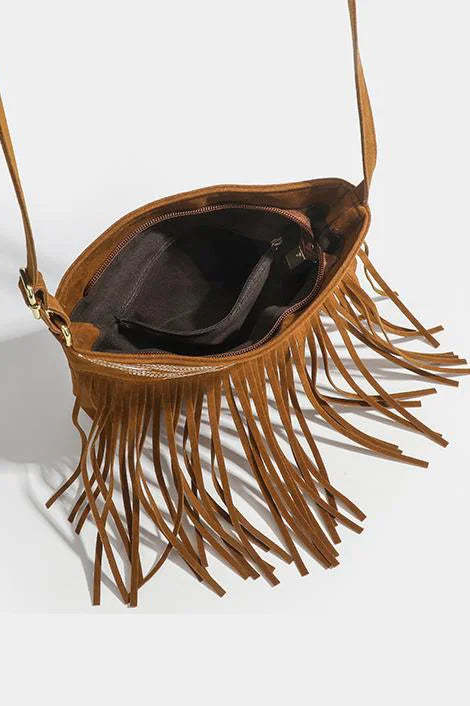 Western Cowboy Brown Fringe Crossbody Bag-ROVOLE