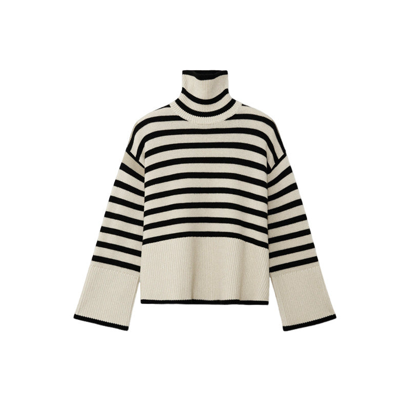 Turtleneck Striped Sweater-ROVOLE