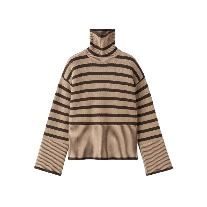 Turtleneck Striped Sweater-ROVOLE