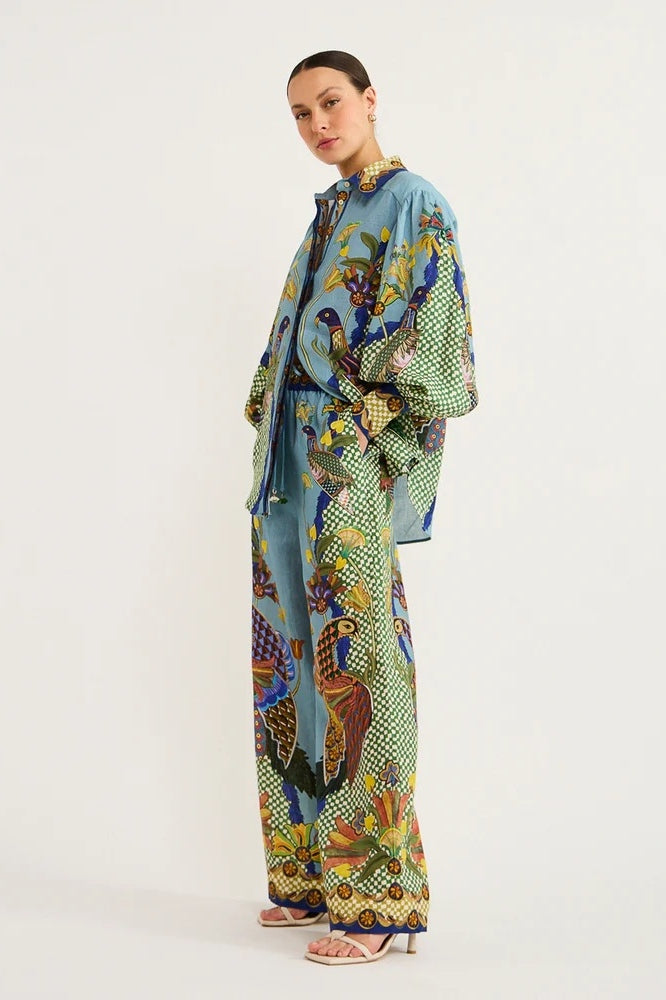 Félice Balloon Sleeve Floral Pants Set-ROVOLE