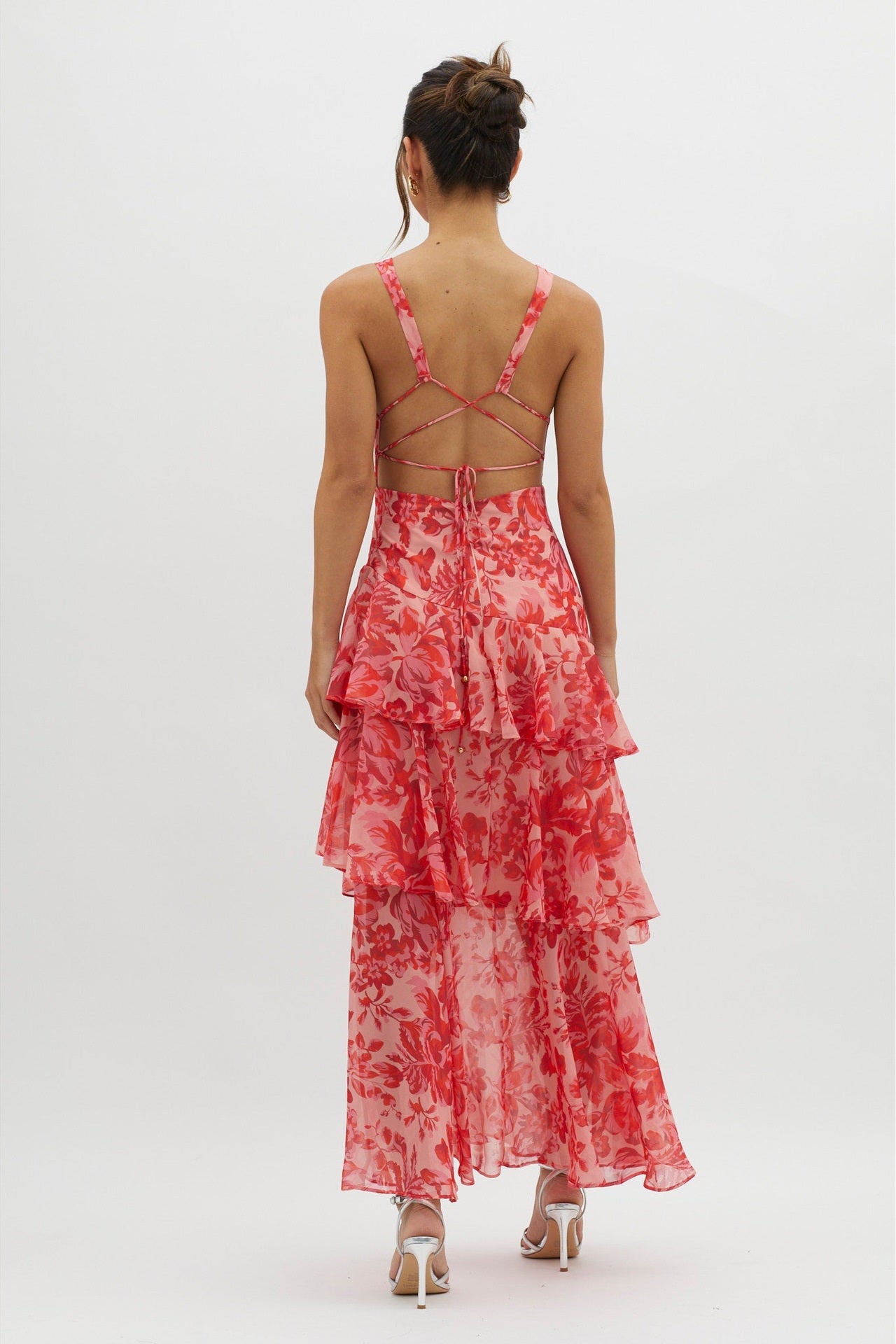 Strappy Back Ruffle Maxi Dress-ROVOLE