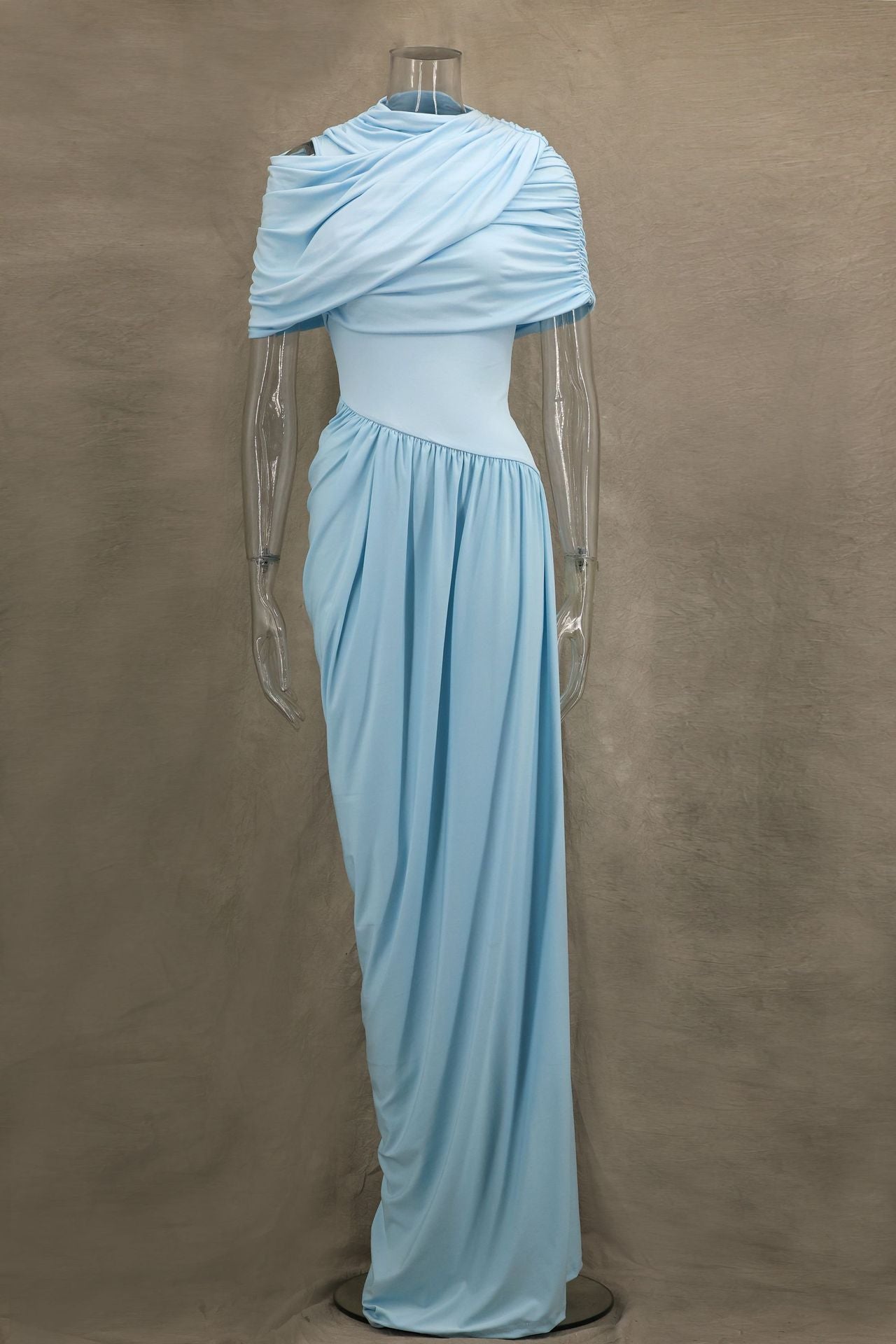 Cloud Drape Ruched Wrap Maxi Dress-ROVOLE