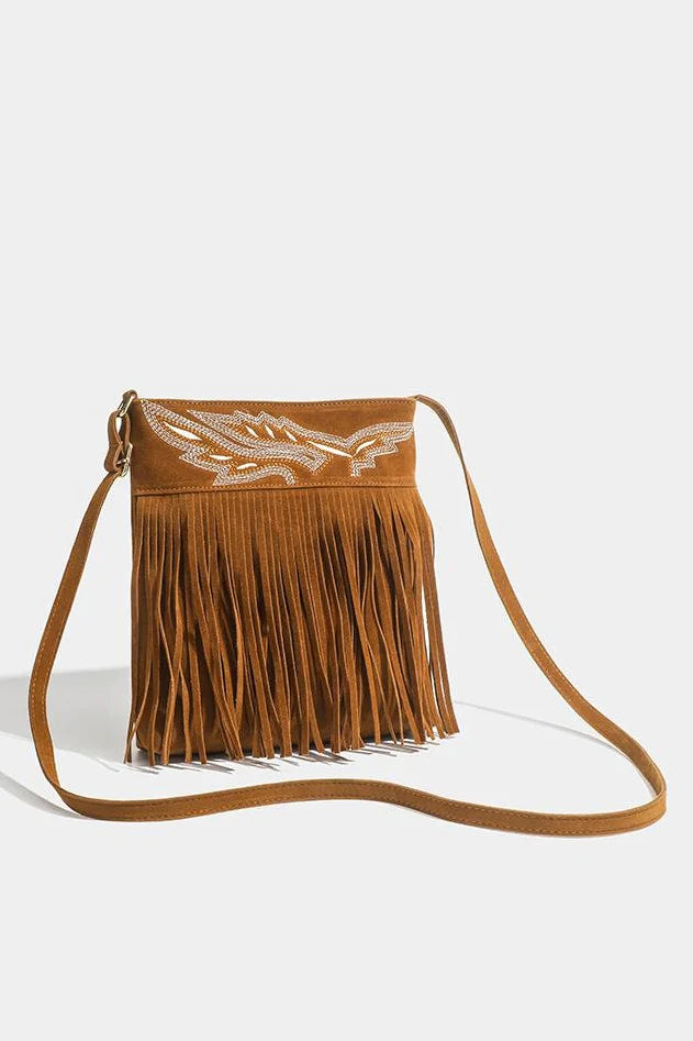 Western Cowboy Brown Fringe Crossbody Bag-ROVOLE