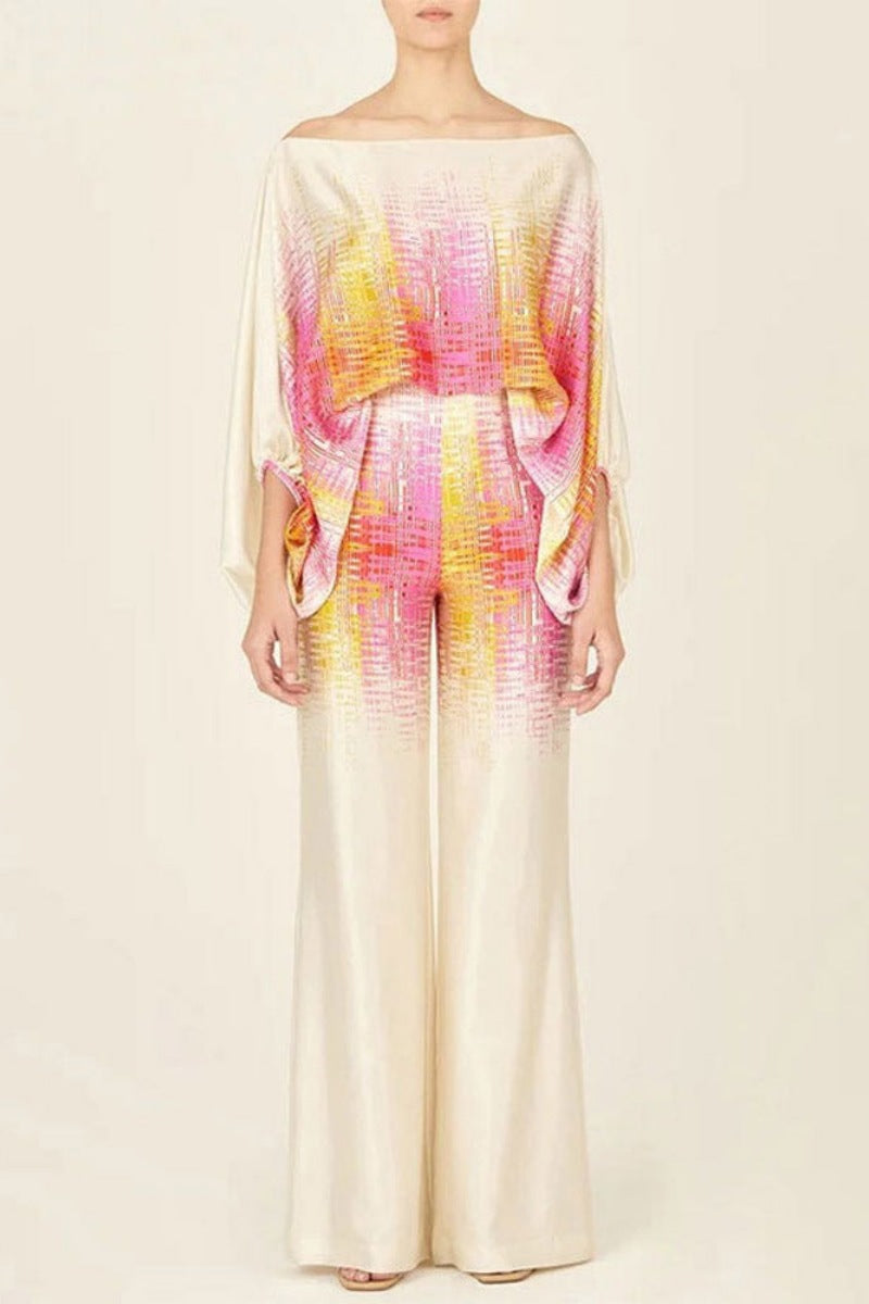 Abstract Waves Two-Piece Set - Yellow-Pink-ROVOLE