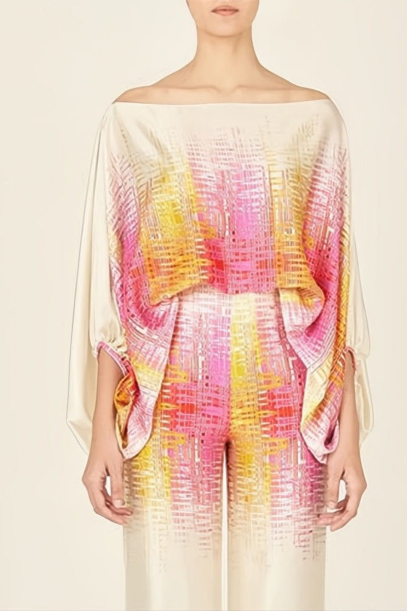 Abstract Waves Two-Piece Set - Yellow-Pink-ROVOLE