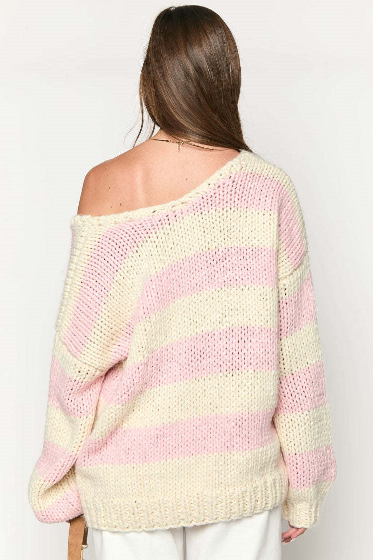 Off-shoulder Striped Sweater-ROVOLE