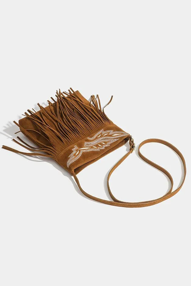 Western Cowboy Brown Fringe Crossbody Bag-ROVOLE