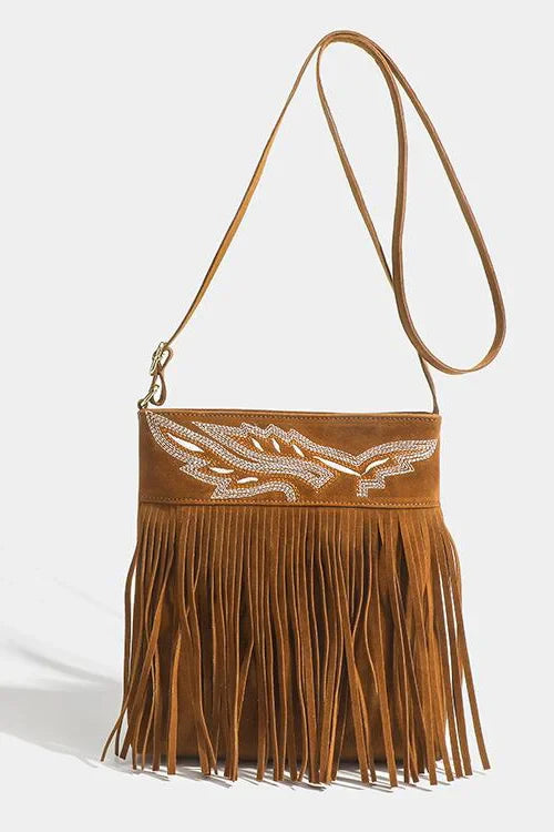 Western Cowboy Brown Fringe Crossbody Bag-ROVOLE