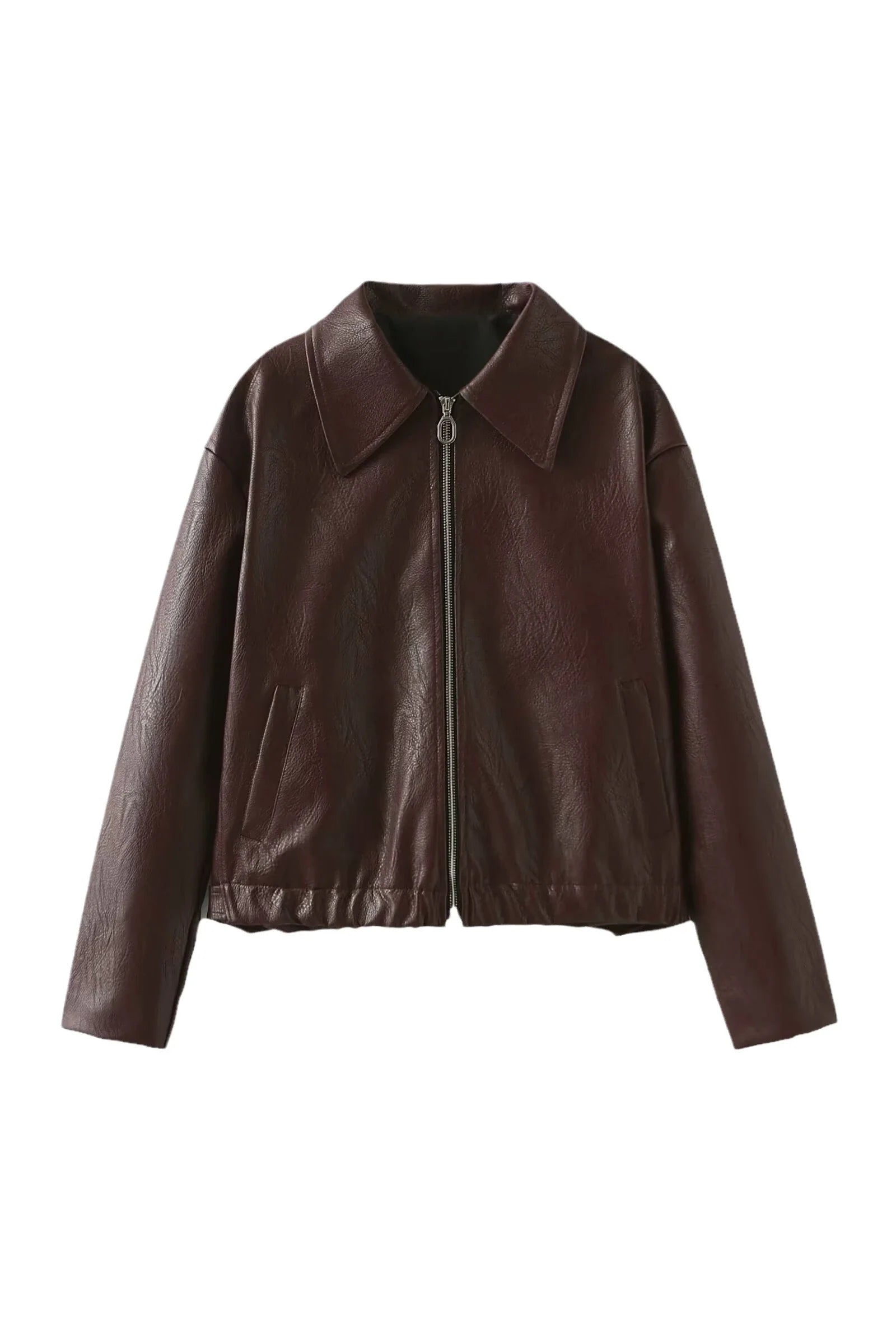 Stylish Lapel Leather Biker Jacket-ROVOLE