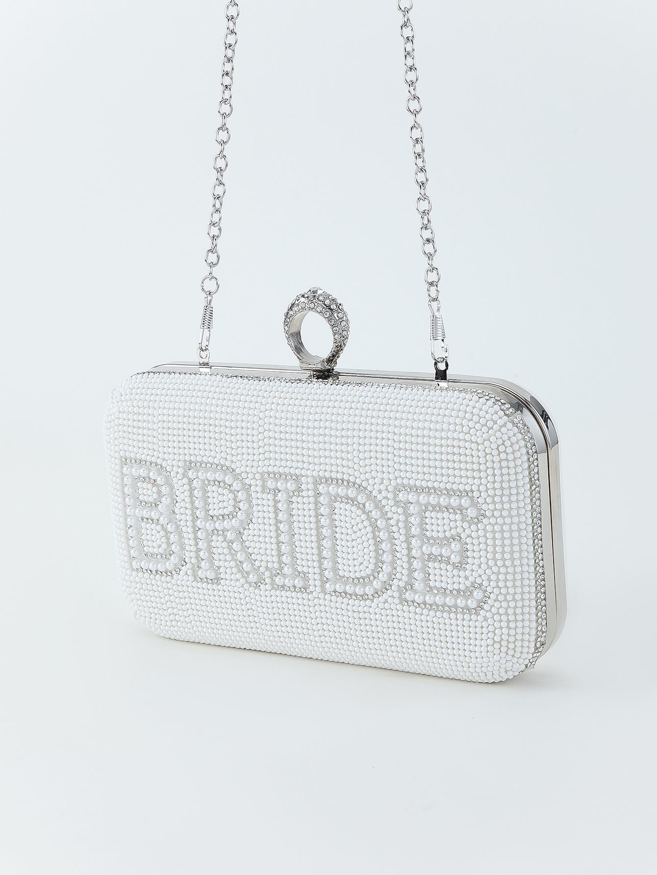 Bride To Be Sequin Clutch - White/Silver-ROVOLE