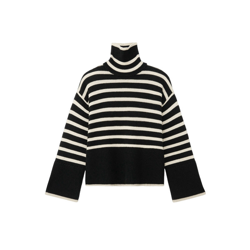 Turtleneck Striped Sweater-ROVOLE