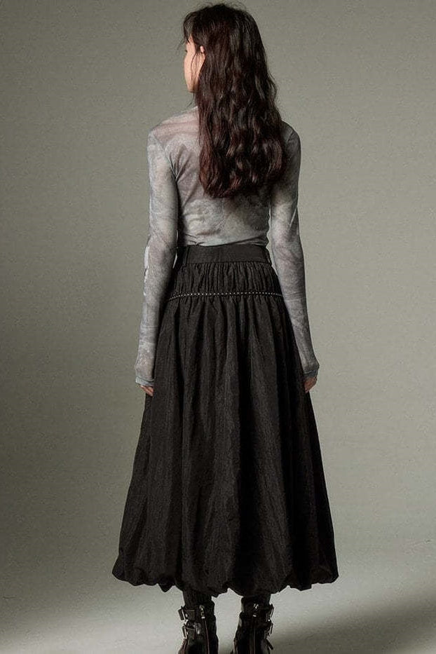 Vintage Ruffled Flowing Maxi Skirt-ROVOLE