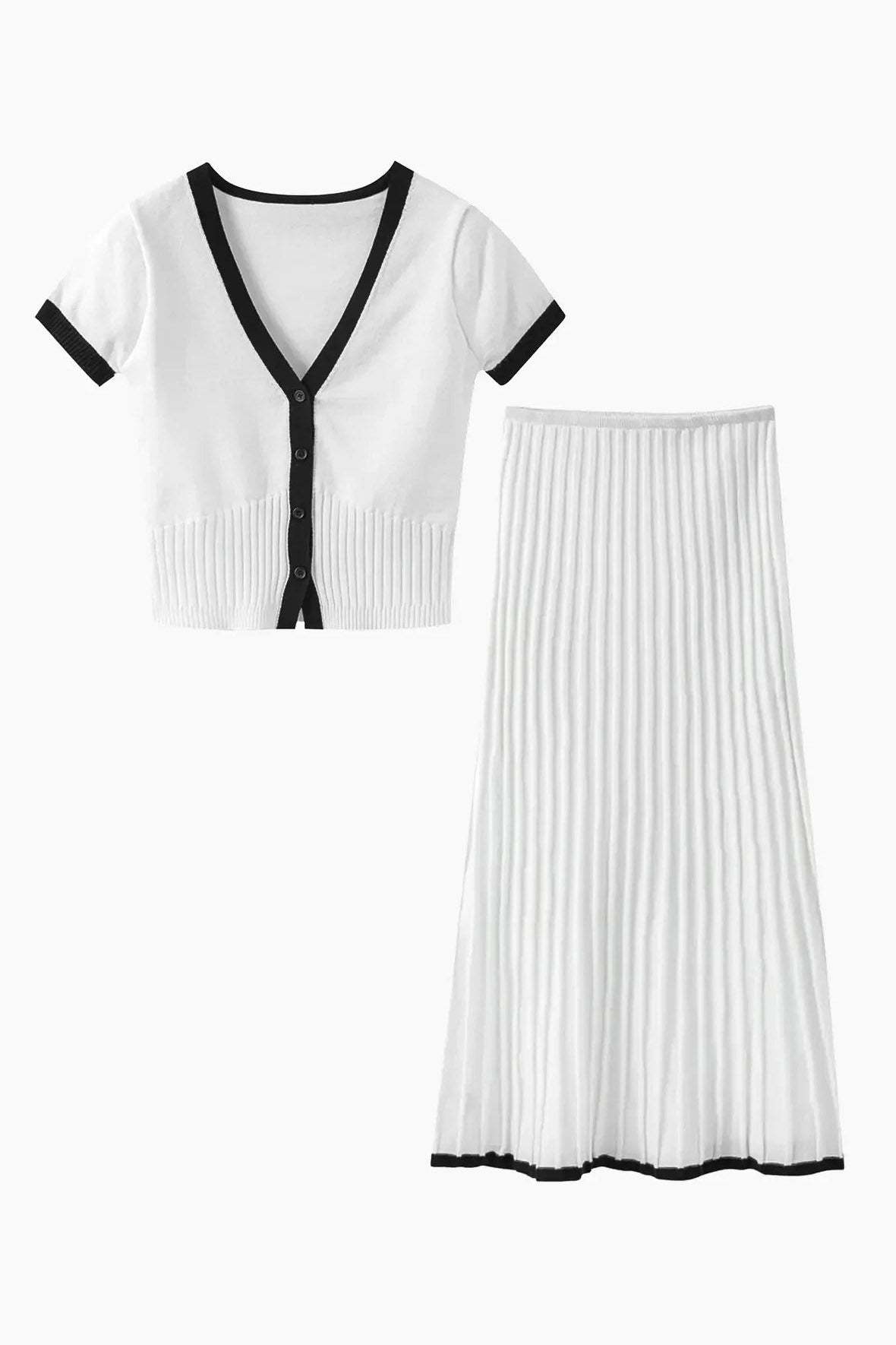 Ribbed Perfection Casual Chic Skirt Set-ROVOLE