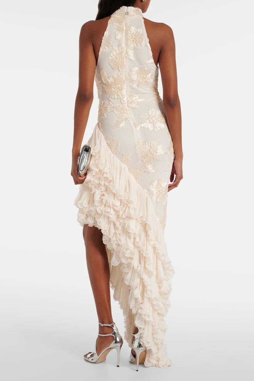 Floral-Appliqué Maxi Dress-ROVOLE