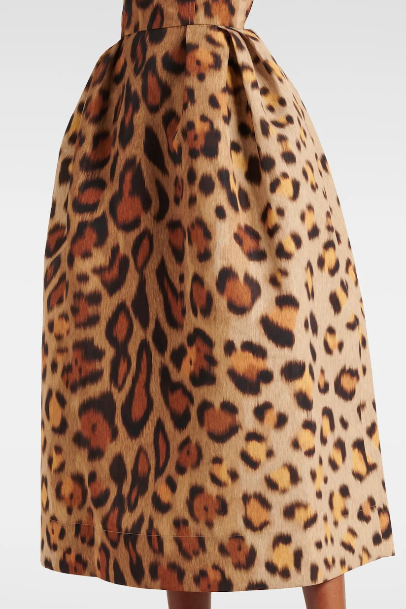Animal-print Bustier Midi Dress-ROVOLE