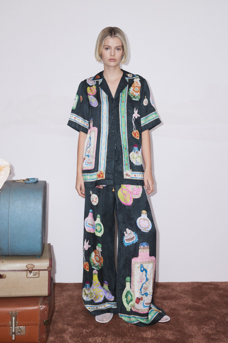 Philomène V Neck Vase Print Pants Set-ROVOLE