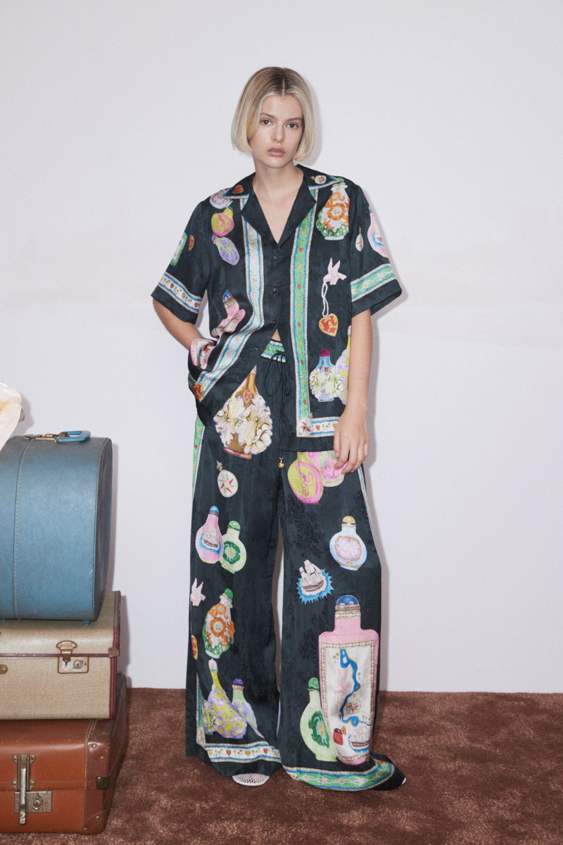 Philomène V Neck Vase Print Pants Set-ROVOLE