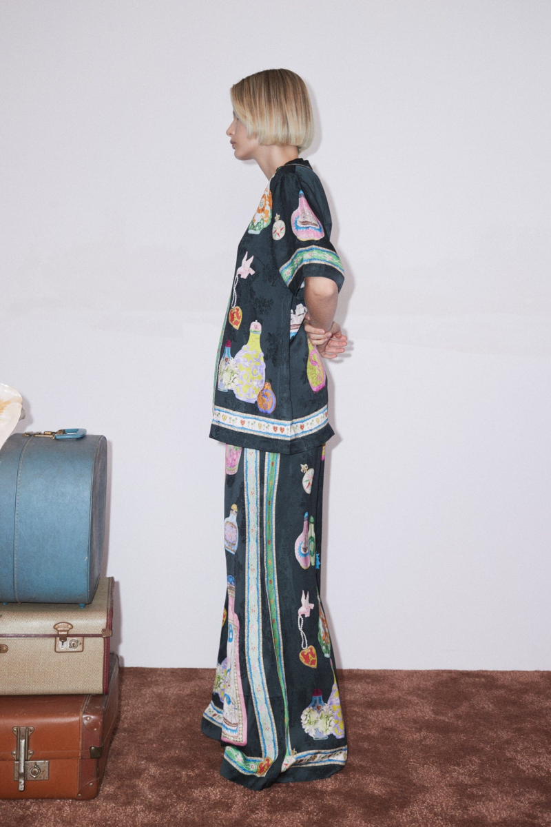 Philomène V Neck Vase Print Pants Set-ROVOLE