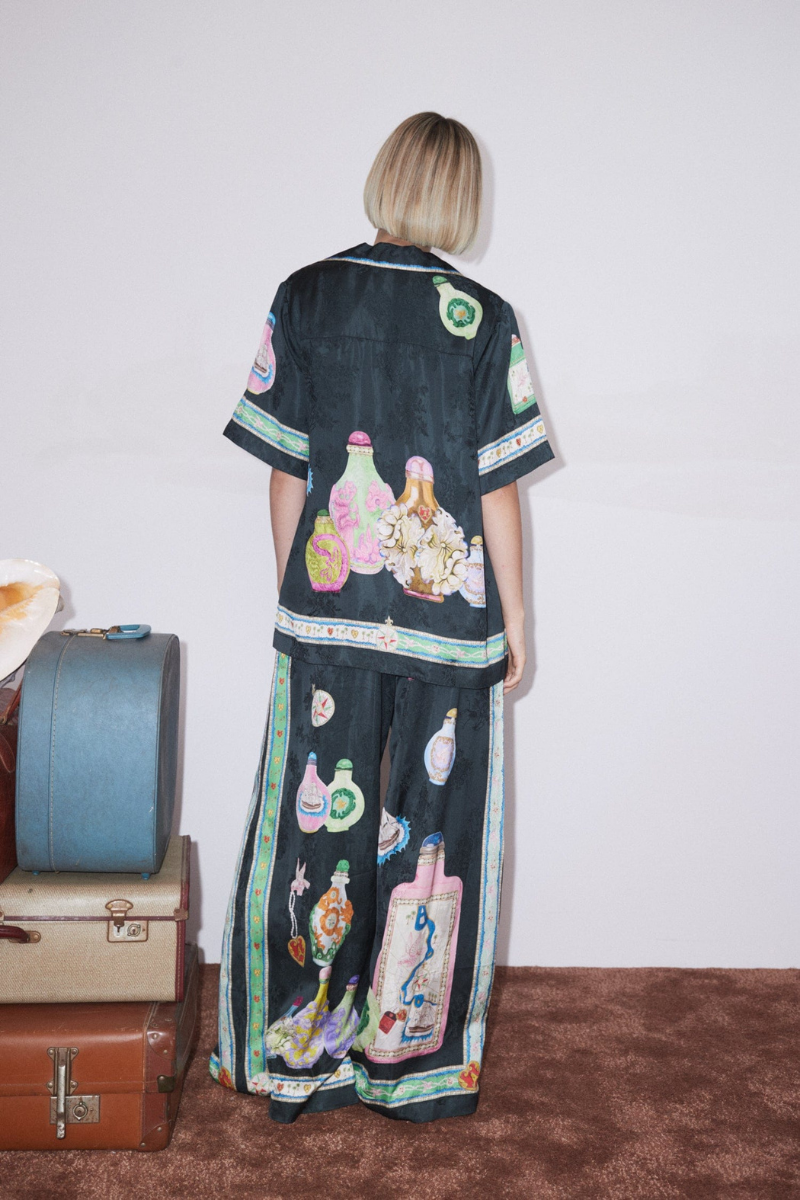 Philomène V Neck Vase Print Pants Set-ROVOLE