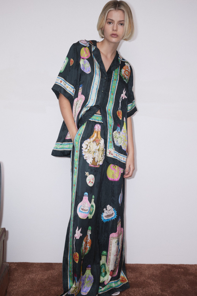 Philomène V Neck Vase Print Pants Set-ROVOLE