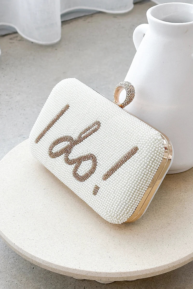 I DO Sequin Clutch - Gold/White-ROVOLE