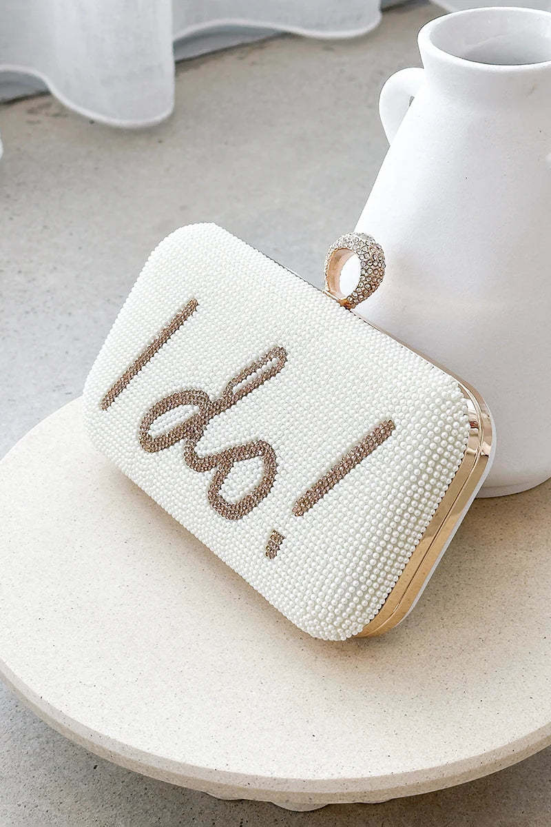 I DO Sequin Clutch - Gold/White-ROVOLE