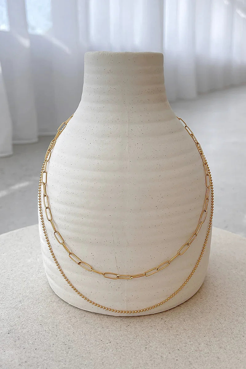 Dani Chain Necklace Set - Gold-ROVOLE