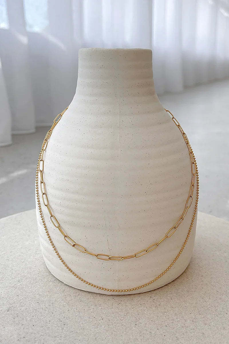 Dani Chain Necklace Set - Gold-ROVOLE