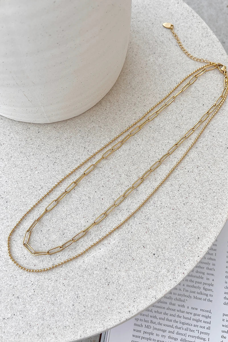 Dani Chain Necklace Set - Gold-ROVOLE
