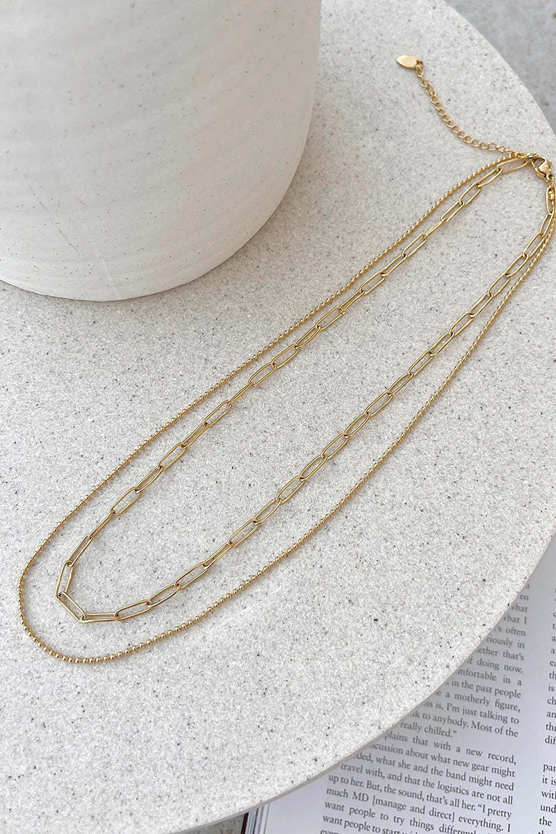 Dani Chain Necklace Set - Gold-ROVOLE