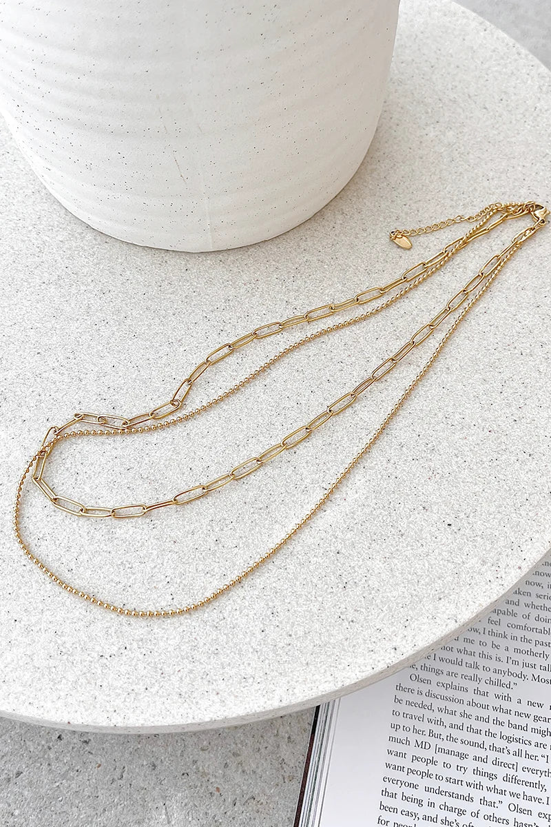 Dani Chain Necklace Set - Gold-ROVOLE