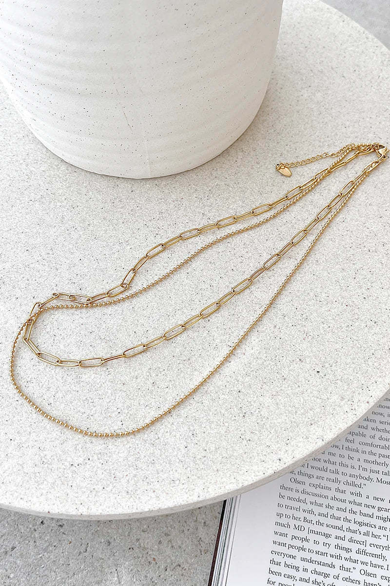 Dani Chain Necklace Set - Gold-ROVOLE