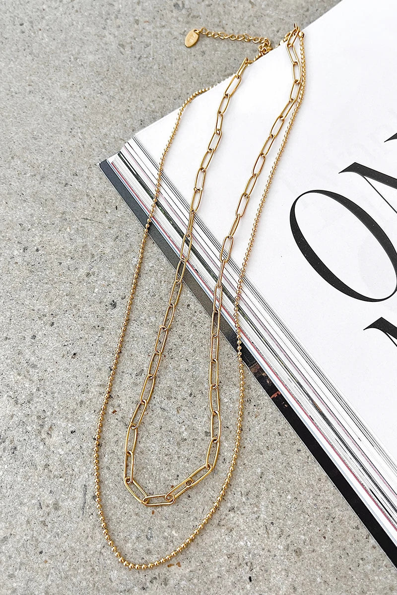 Dani Chain Necklace Set - Gold-ROVOLE