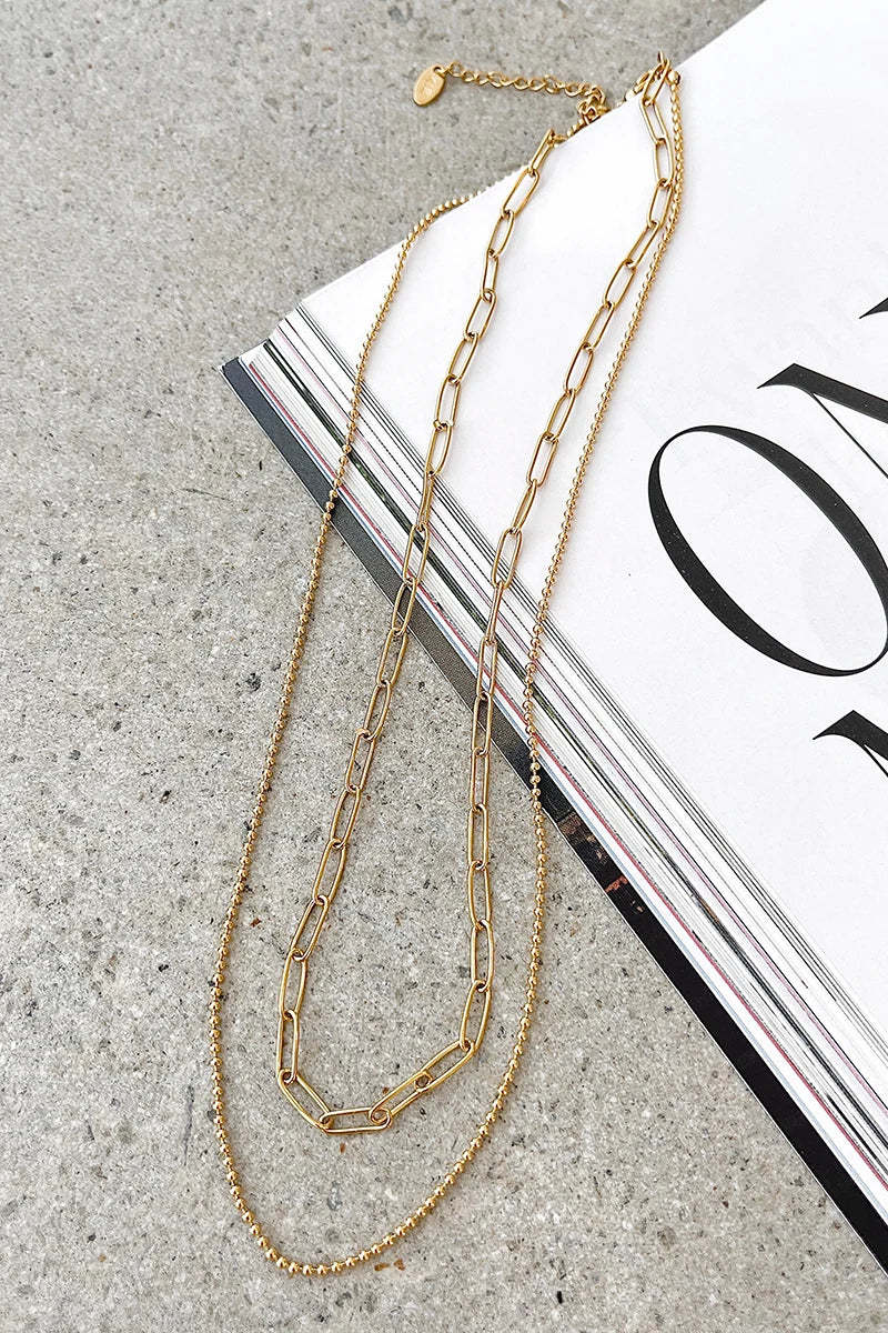 Dani Chain Necklace Set - Gold-ROVOLE