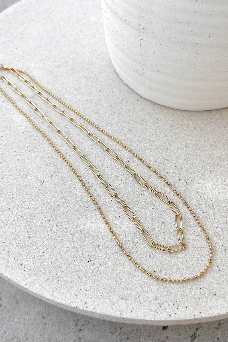Dani Chain Necklace Set - Gold-ROVOLE