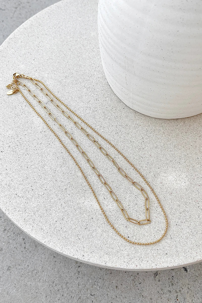 Dani Chain Necklace Set - Gold-ROVOLE