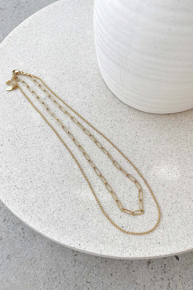 Dani Chain Necklace Set - Gold-ROVOLE