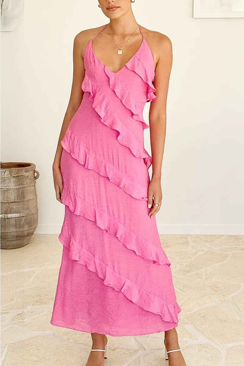 Sophia Maxi Dress - Hot Pink-ROVOLE